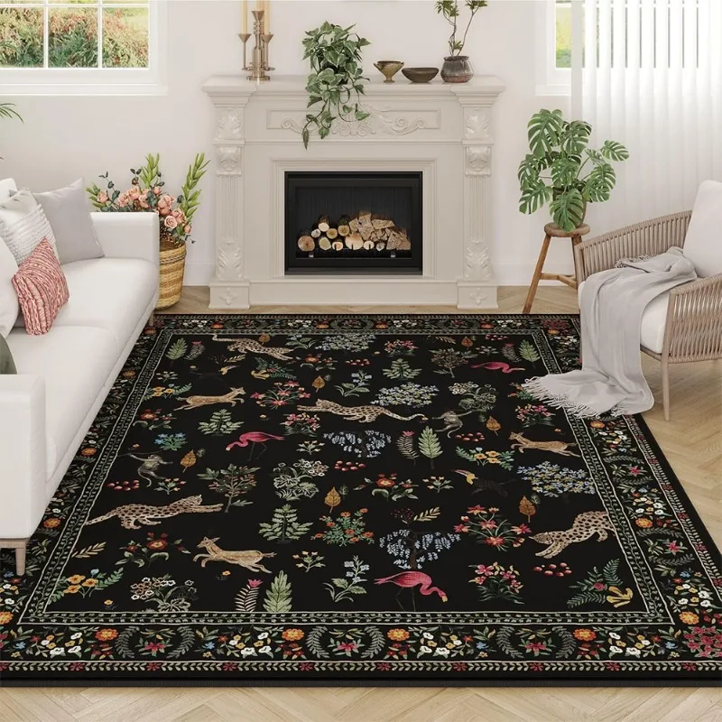 Soft Rug Nursery - Tapijt voor woonkamer Bloemen Dier Vintage