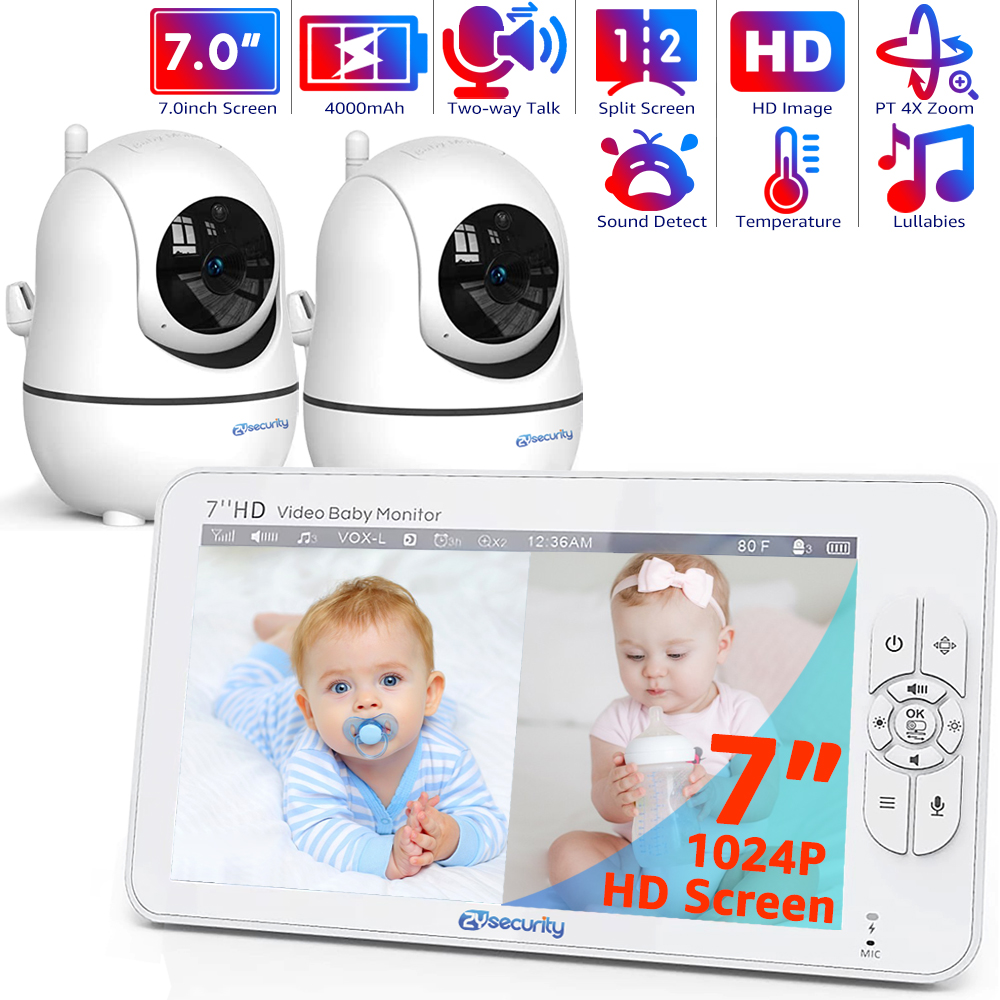 Wearable Baby Monitor - 7,0 inch video-babyfoon HD gesplitst scherm