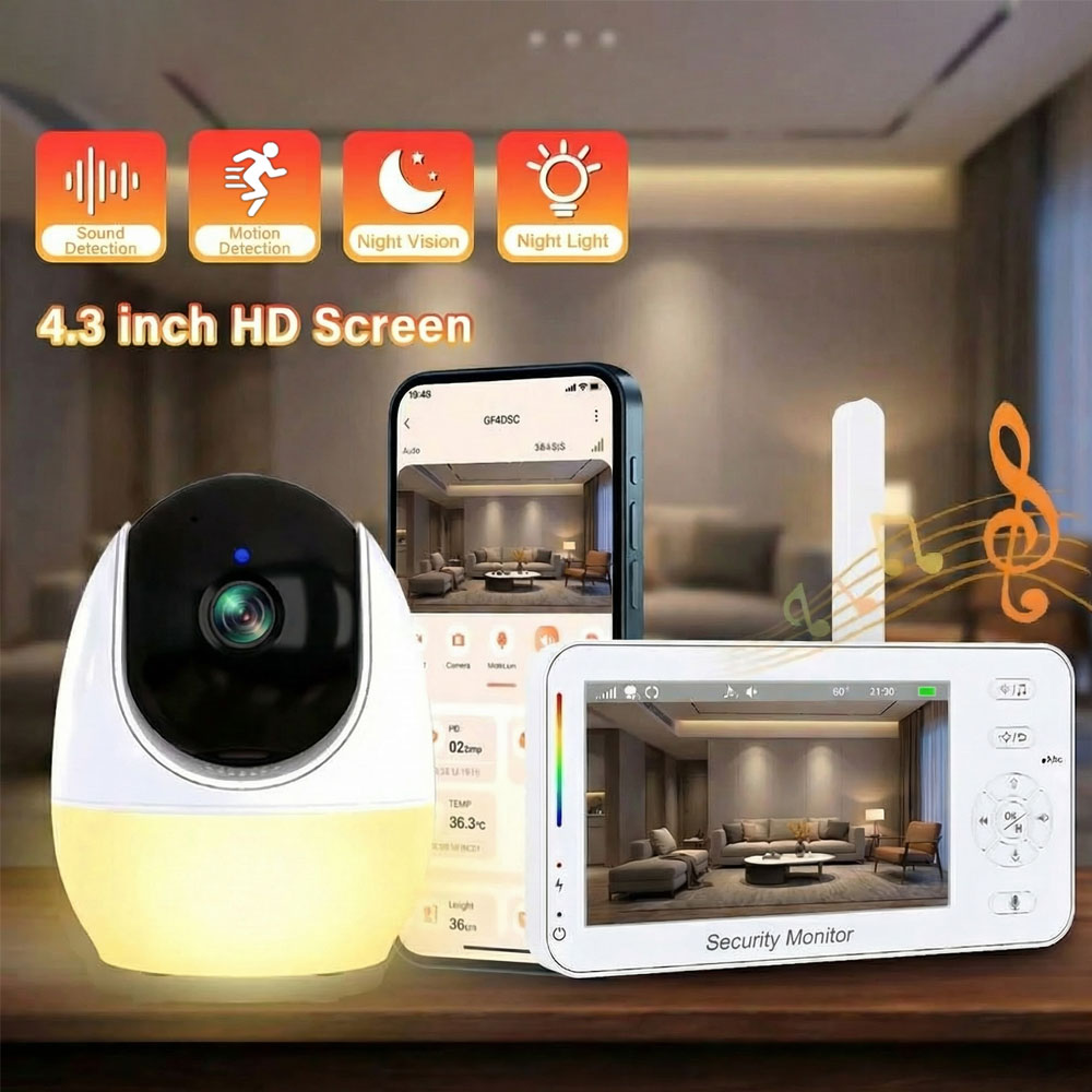 Baby Nursery Temperature - 4,3 inch video-babyfoon met camera, PTZ,