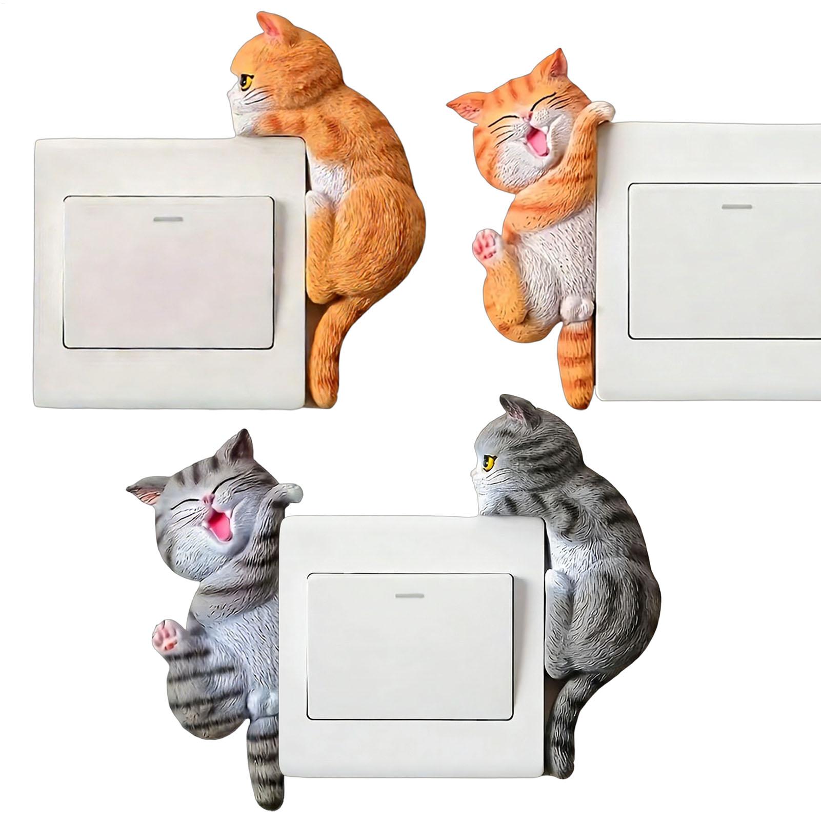 Baby Nursery Wall Lights - Lichtknopsticker 2-delige kattenstickers 2D verwijderbare stopcontactafdekking