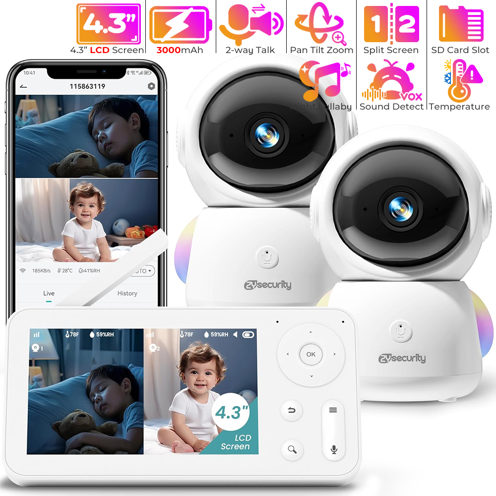 Baby Nursery Temperature - 2K babyfoon met 2 camera's en