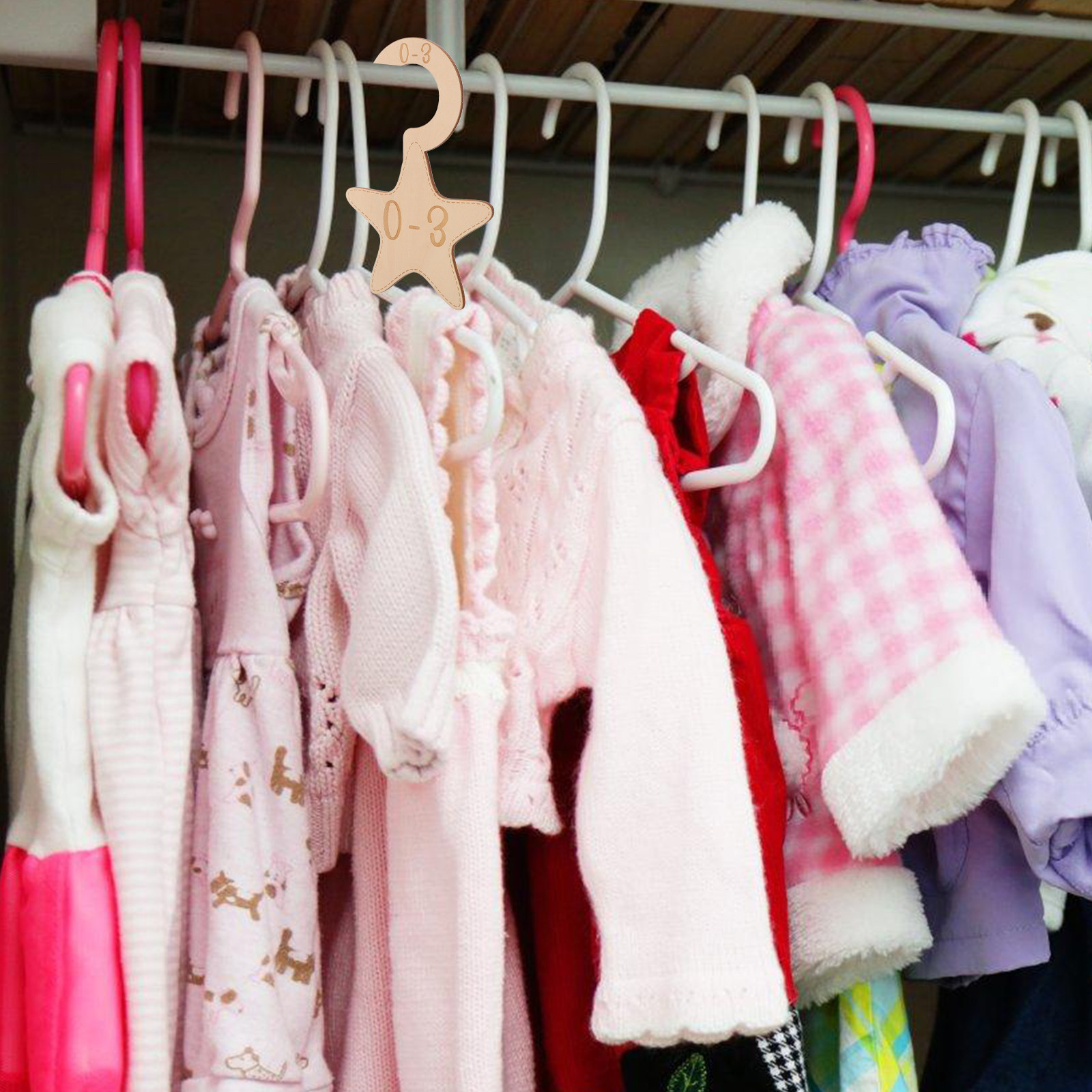 Baby Nursery Wardrobe - 7-delige babykleding kastverdeler van hout, maatverdeler