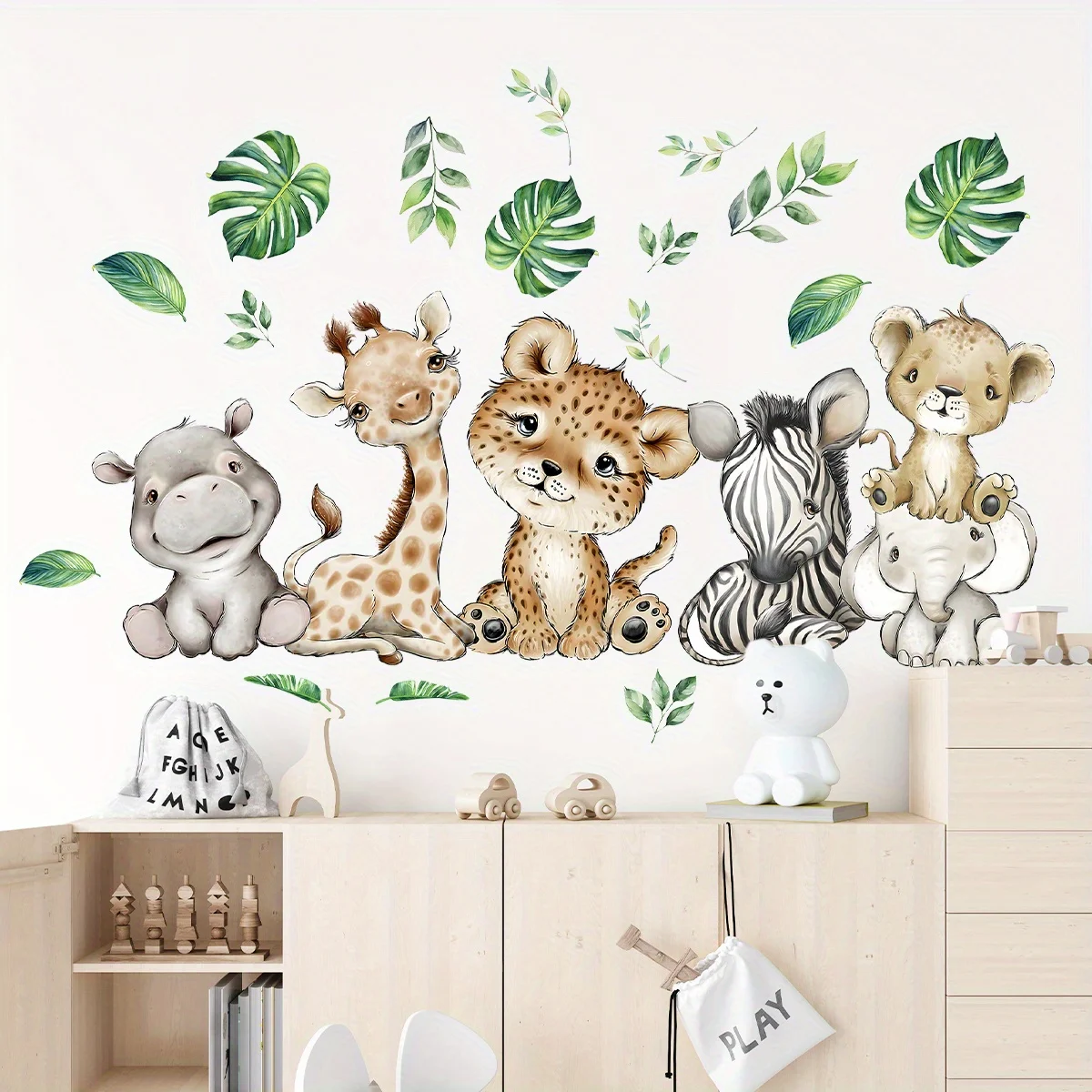Baby Nursery Decals - 1PC Cartoon Leuke Nijlpaard Tijger Olifant