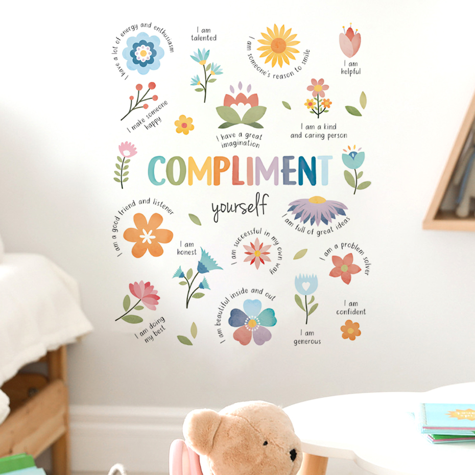 Baby Nursery Furniture - Kleurrijke inspirerende citaten aquarel muursticker kind