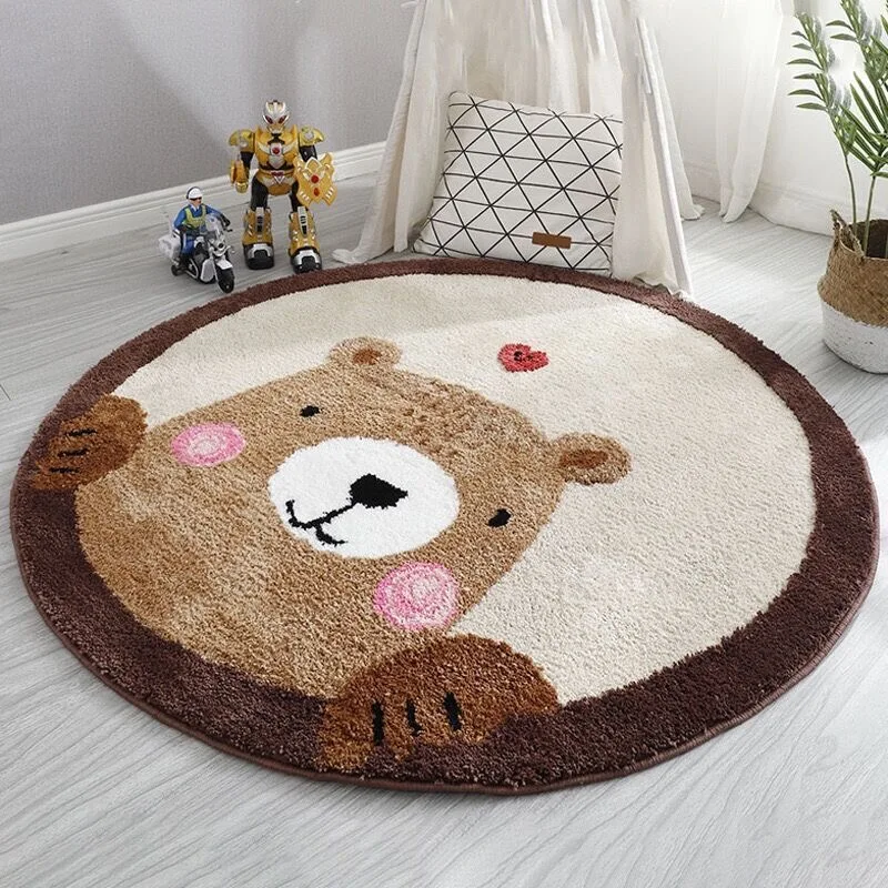 Baby Nursery Rug - VIKAMA Cartoon Rond Imitatie Kasjmier Tapijt