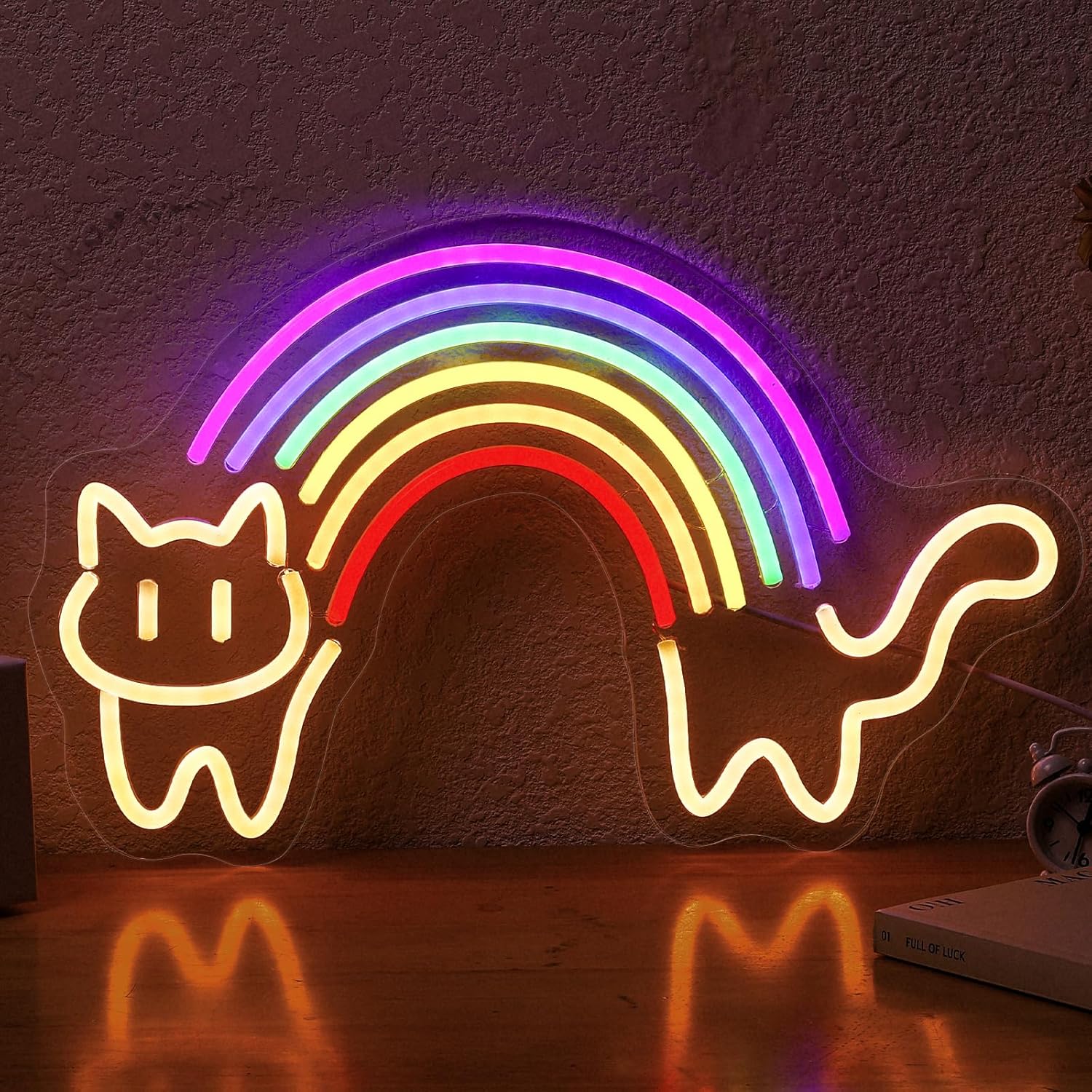 Baby Nursery Wall Lights - Regenboog Kat Neon Sign Leuke Kat