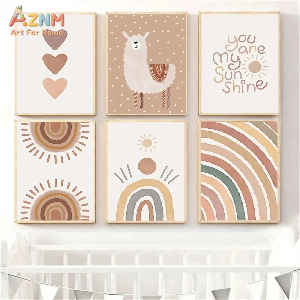 Baby Nursery Neutral - AZNM Boho neutrale lama canvas print