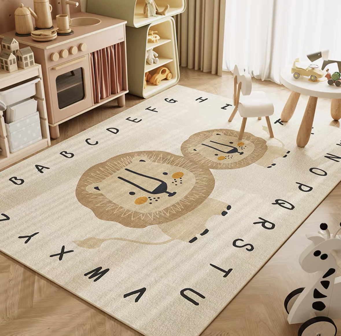Soft Rug Nursery - VIKAMA Neutrale Cartoon Leeuw Baby Kruipmat