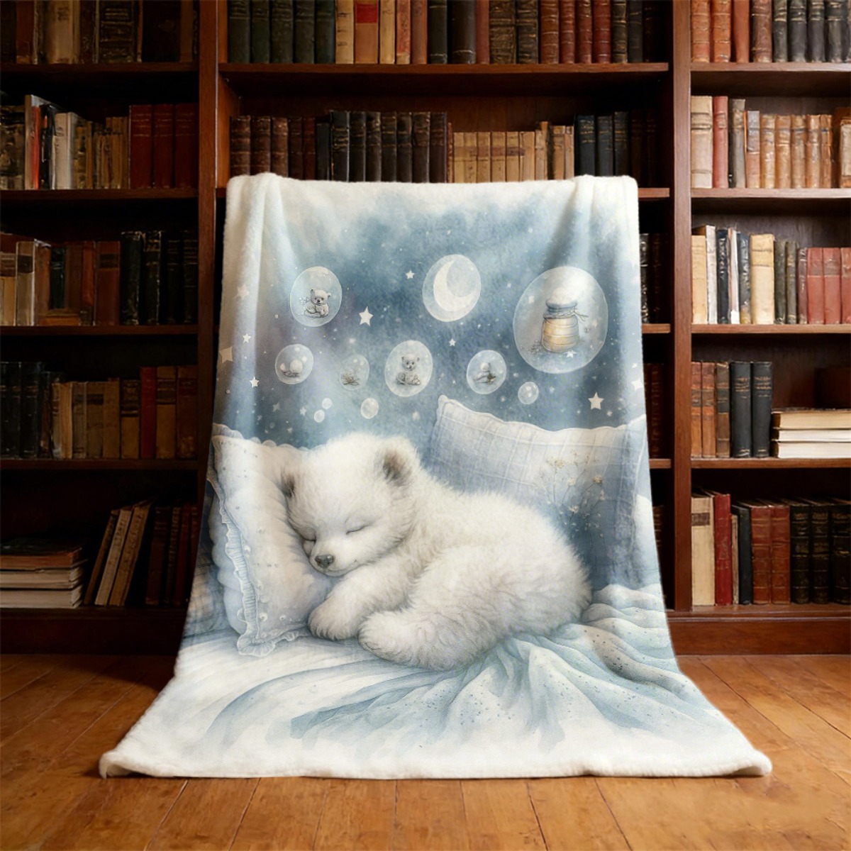 Baby Nursery Fabric - Gezellige ijsbeer-kinderdekentje van flanel, pluche, met