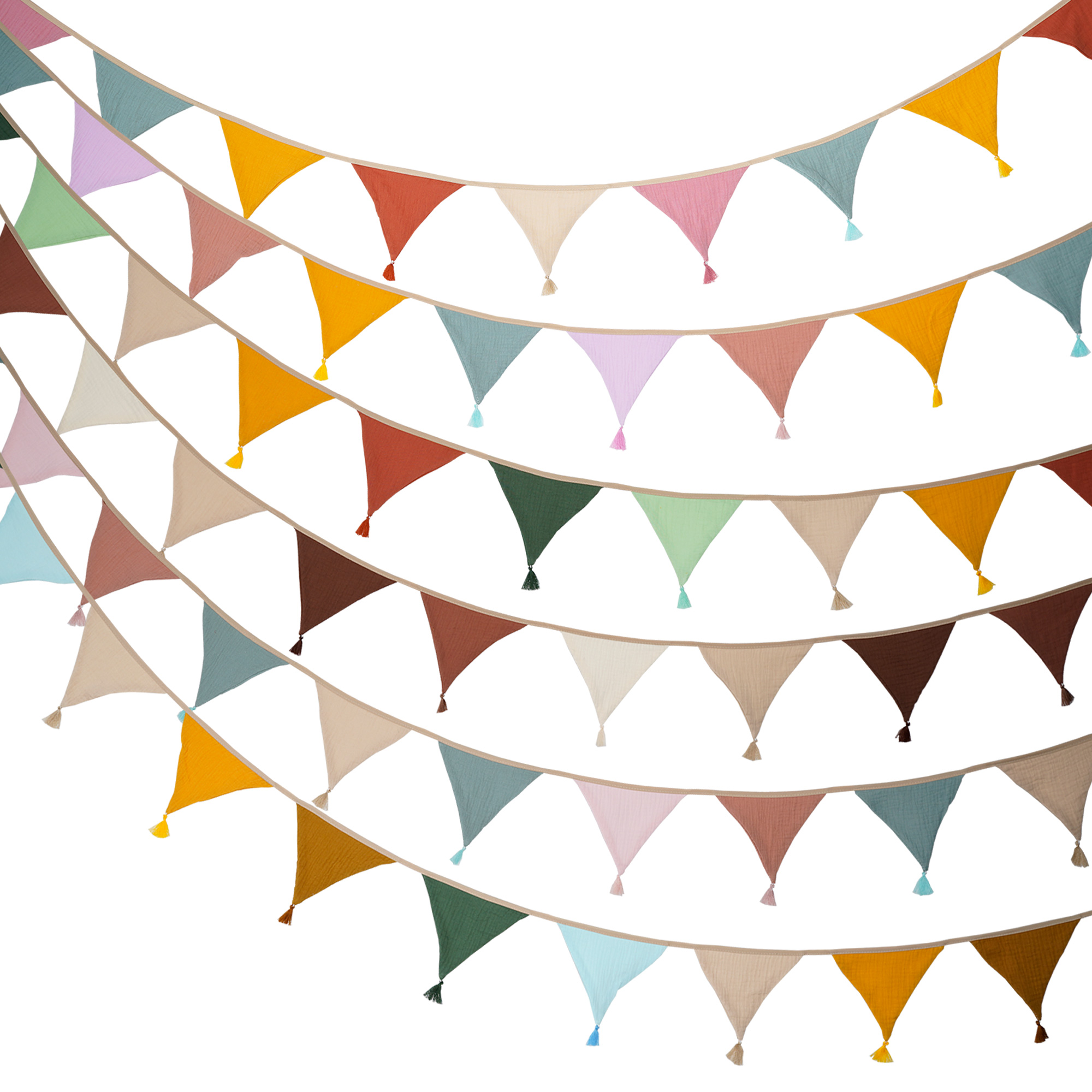 Baby Nursery Fabric - 2.6M/8.5FT Kinderkamer Stoffen Vlaggenlijn 10 Driehoekige