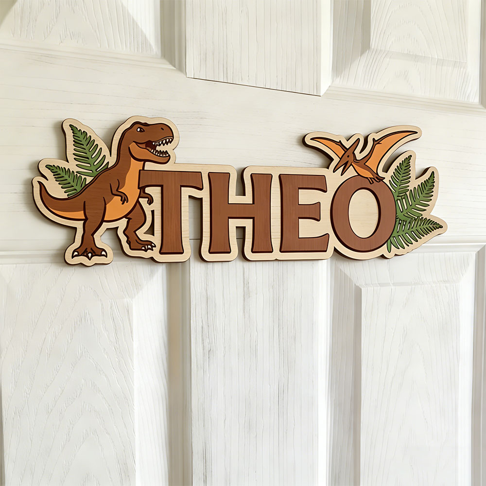 Baby Nursery Name - Gepersonaliseerd dinosaurusnaambord voor de geliefde baby,