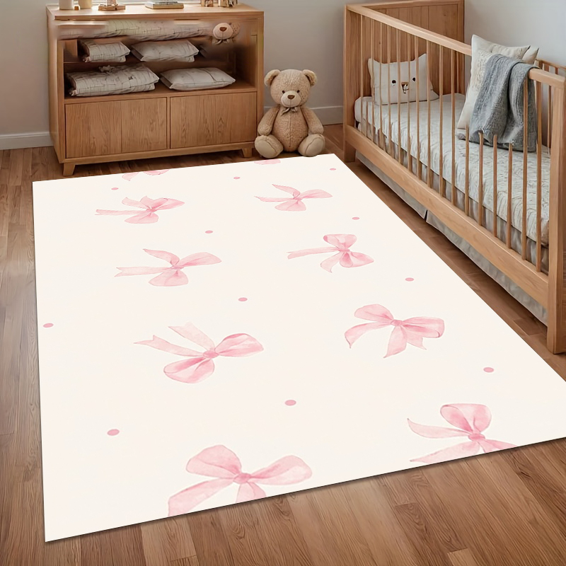 Soft Rug Nursery - Aquarel roze strik vloerkleed antislip zacht