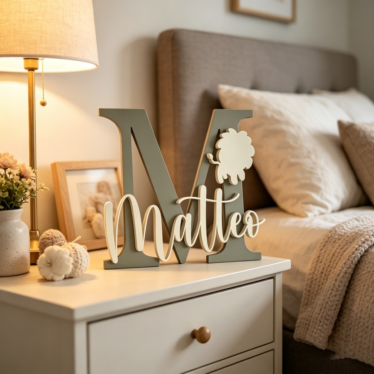 Baby Nursery Name - 1Pc Aangepaste Leeuw Naam & Initial