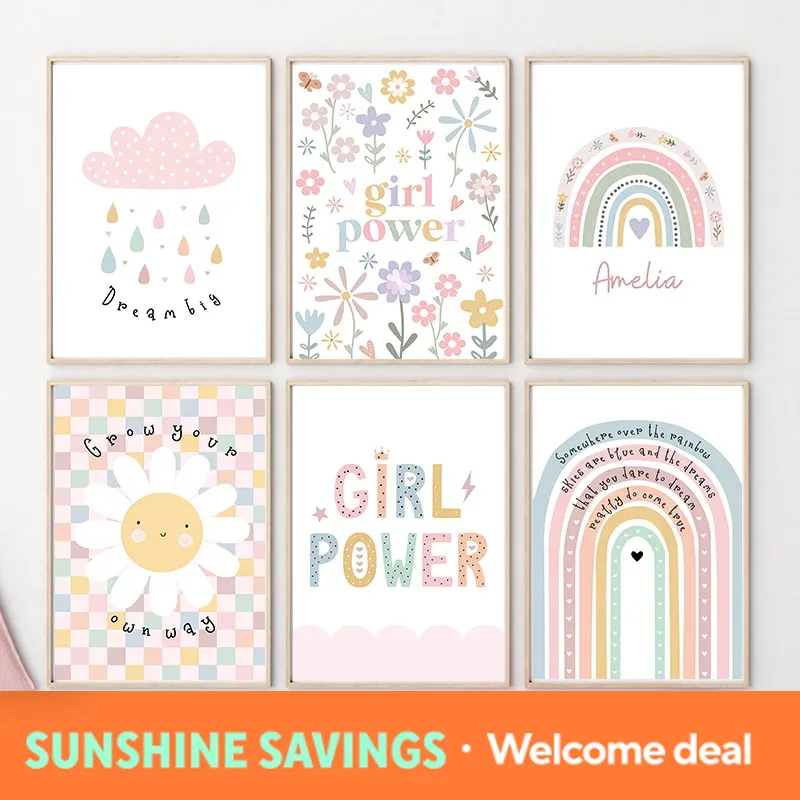 Baby Nursery Pictures - Zon Bloem Regenboog Wolk Hart Kinderkamer