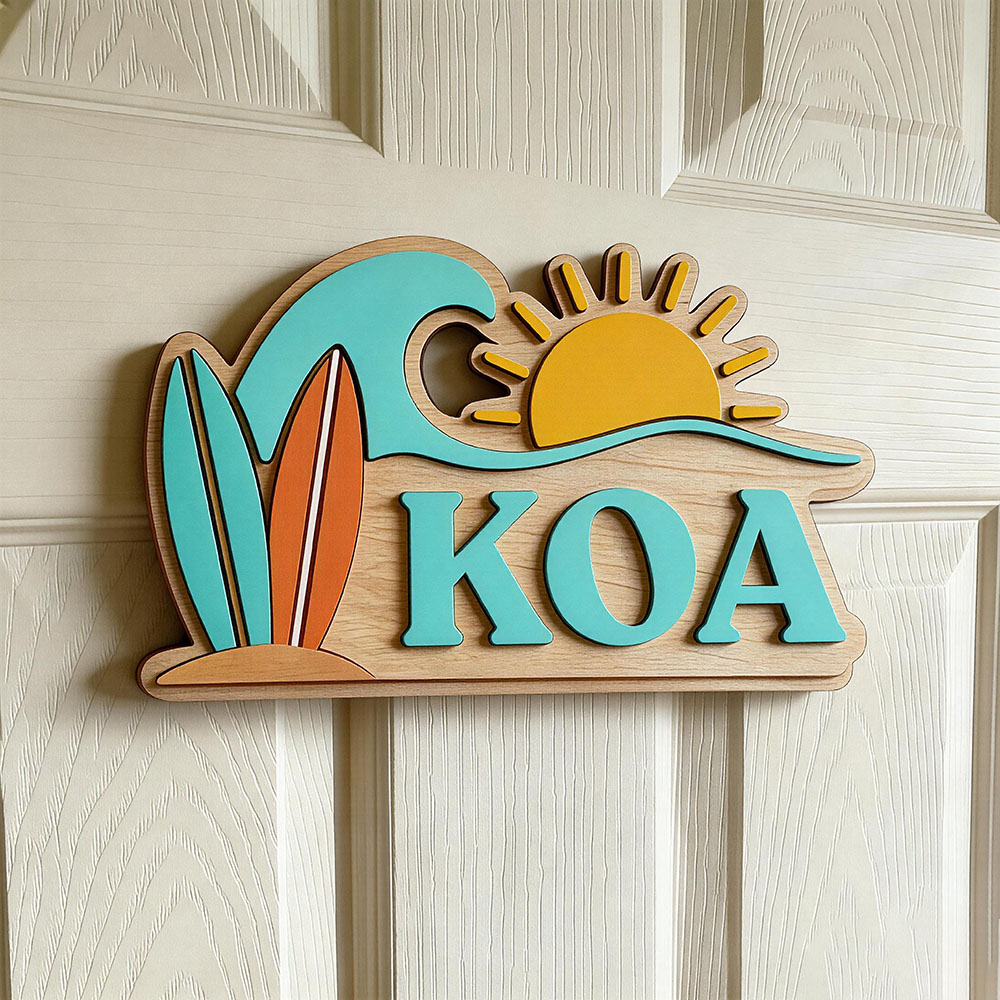 Baby Nursery Name - Aangepaste Beach Wave Surfboard Sun Name
