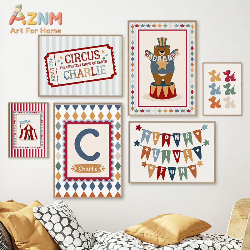 Baby Nursery Pictures - Circus Beer Goochelaar Hond Citaat Kinderkamer