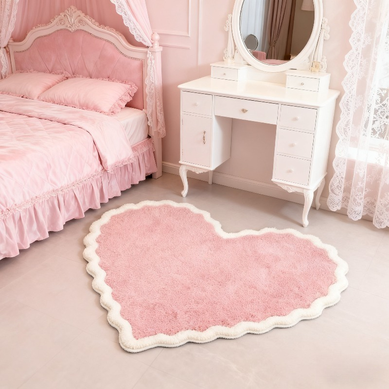 Baby Nursery Rug - VIKAMA roze hart pluche tapijt, decoratief