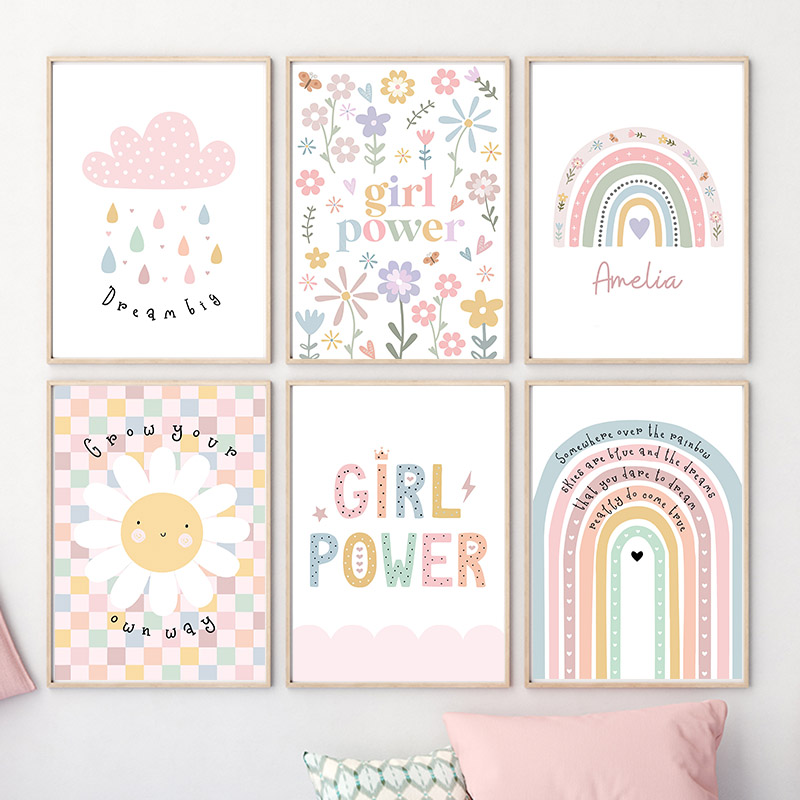 Baby Nursery Pictures - Zon Bloem Regenboog Wolk Hart Kinderkamer