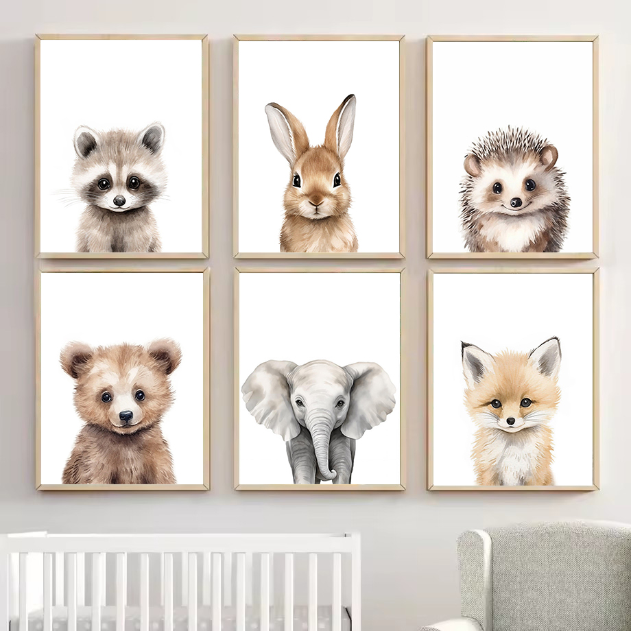 1 Stuk Aquarel Bosdieren Baby  - Baby Nursery Pictures recensie en prijs