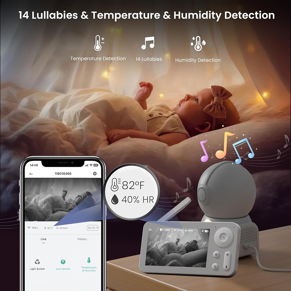 2K babyfoon met 2 camera's en  - Baby Nursery Temperature recensie en prijs
