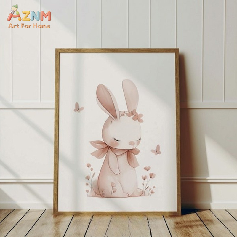 AZNM Zachtroze aquarel konijnt - Baby Nursery Neutral recensie en prijs