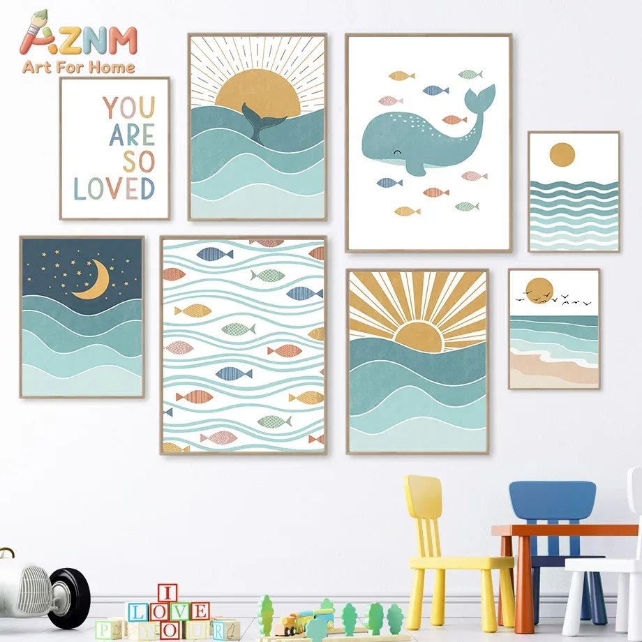 AZNM Boho Oceaan Canvas Wandde - Baby Nursery Neutral recensie en prijs