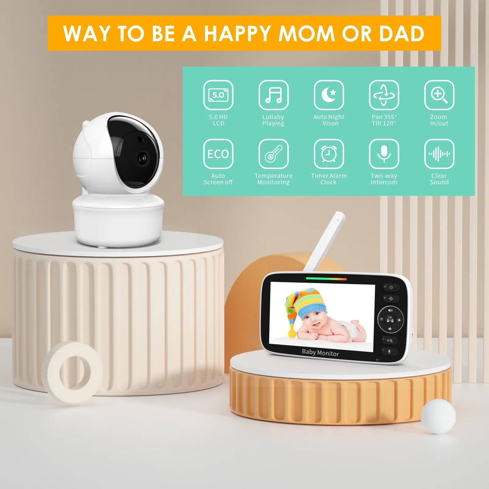 Babyfoon met 5-inch LCD-scherm - Baby Nursery Temperature recensie en prijs