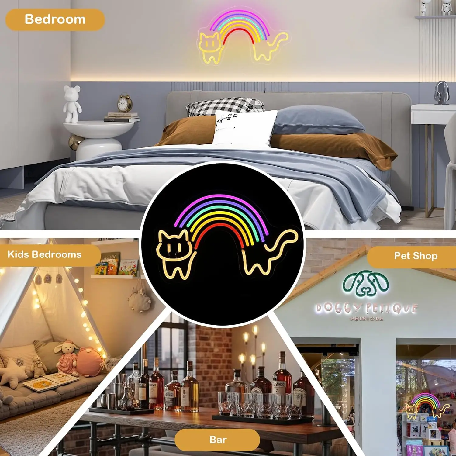 Regenboog Kat Neon Sign Leuke  - Baby Nursery Wall Lights recensie en prijs