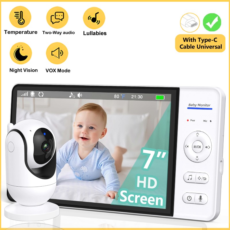 Geen WiFi 7 inch babyfoon 2-we - Wearable Baby Monitor recensie en prijs