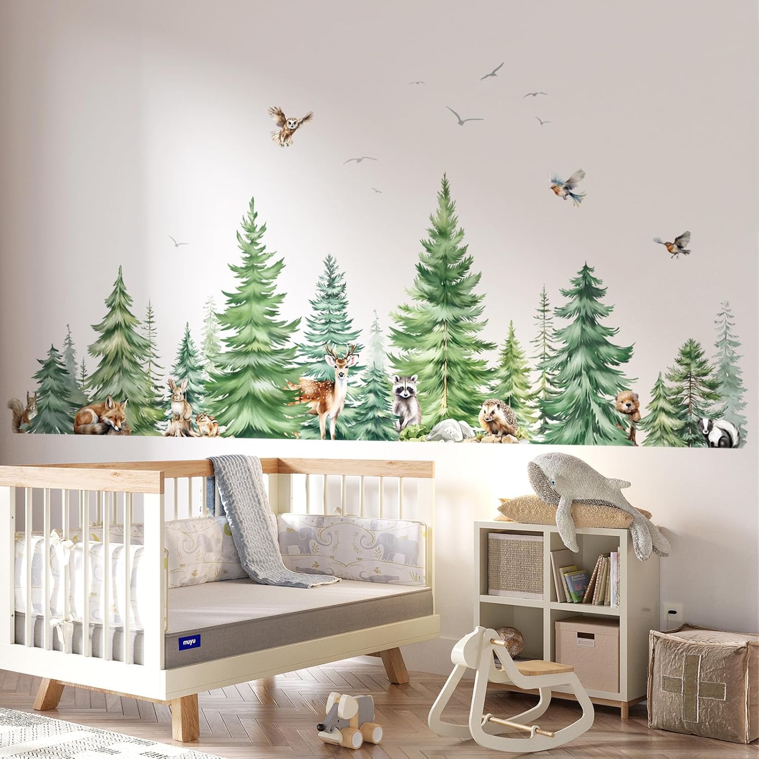 Grote aquarel pijnboom dieren  - Baby Nursery Furniture recensie en prijs