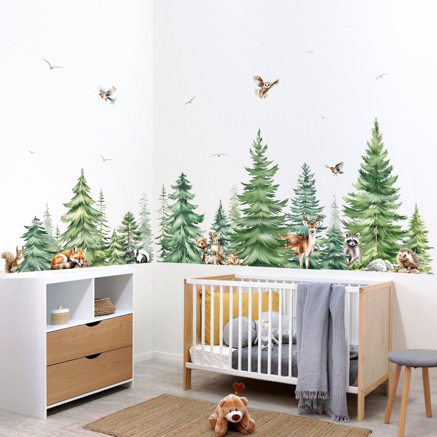Grote aquarel pijnboom dieren  - Baby Nursery Furniture recensie en prijs