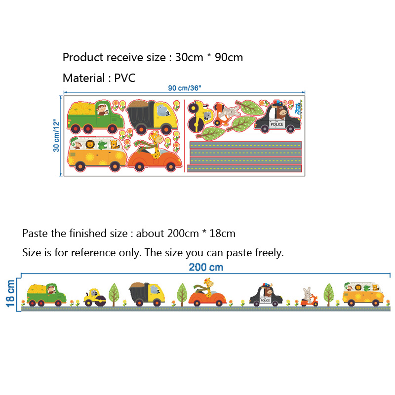 Cartoon Dieren Auto Muursticke - Baby Nursery Decals recensie en prijs