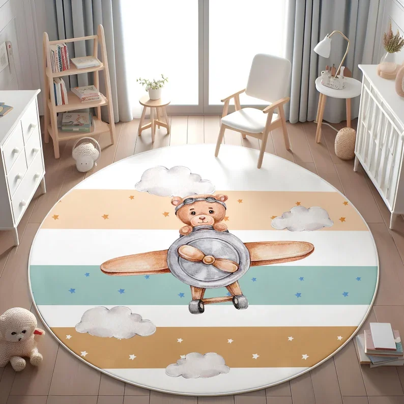 Roze ballonbeerwolk rond vloer - Soft Rug Nursery recensie en prijs