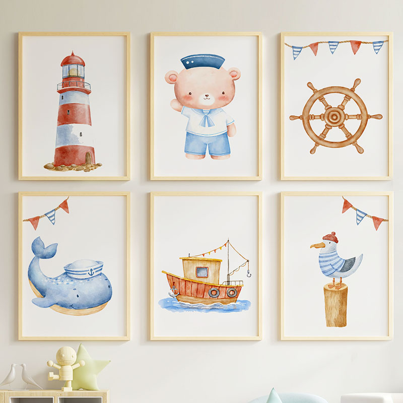 Beer Walvis Zeilboot Vuurtoren - Baby Nursery Pictures recensie en prijs
