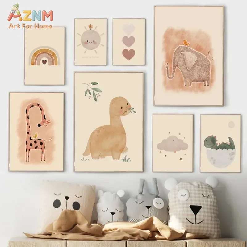 AZNM neutrale aquarel dinosaur - Baby Nursery Neutral recensie en prijs