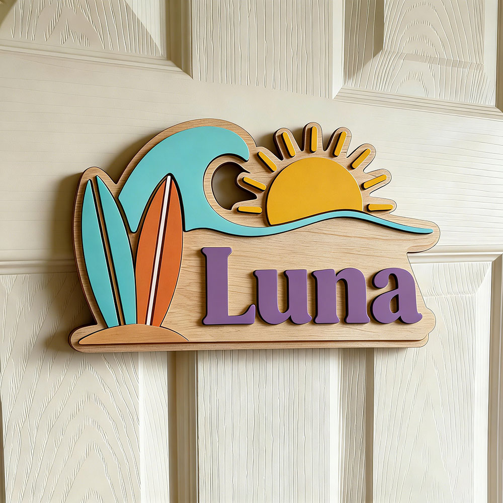 Aangepaste Beach Wave Surfboar - Baby Nursery Name recensie en prijs