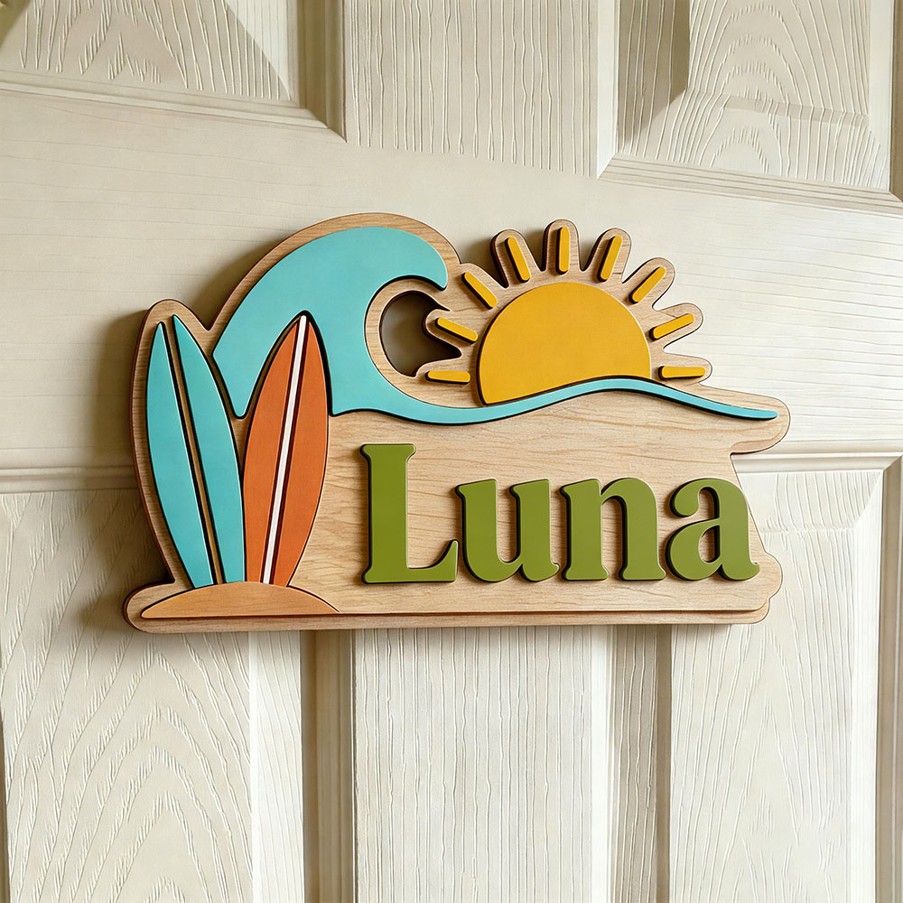 Aangepaste Beach Wave Surfboar - Baby Nursery Name recensie en prijs