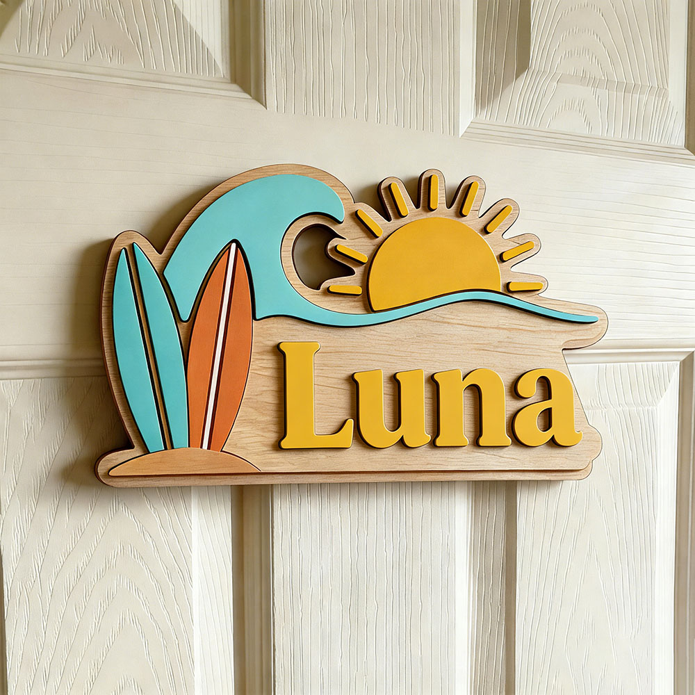 Aangepaste Beach Wave Surfboar - Baby Nursery Name recensie en prijs