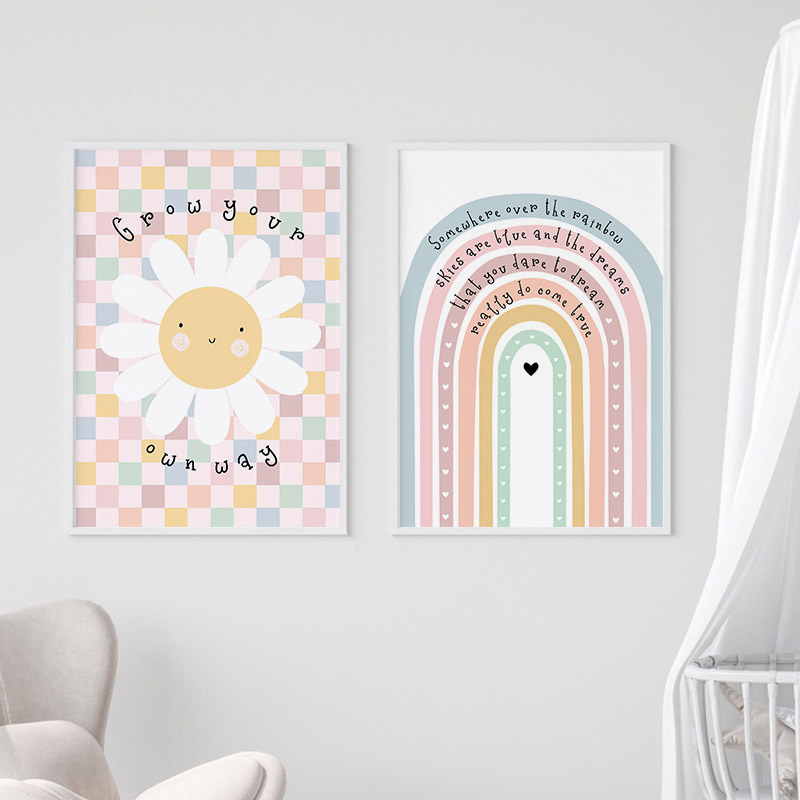 Zon Bloem Regenboog Wolk Hart  - Baby Nursery Pictures recensie en prijs