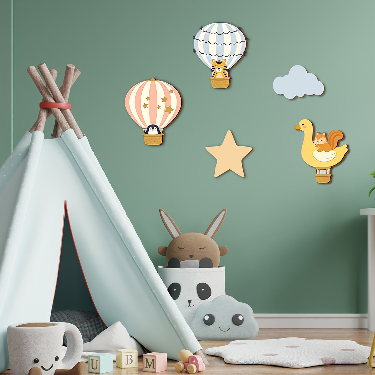 5 stuks dieren heteluchtballon - Baby Nursery Decals recensie en prijs