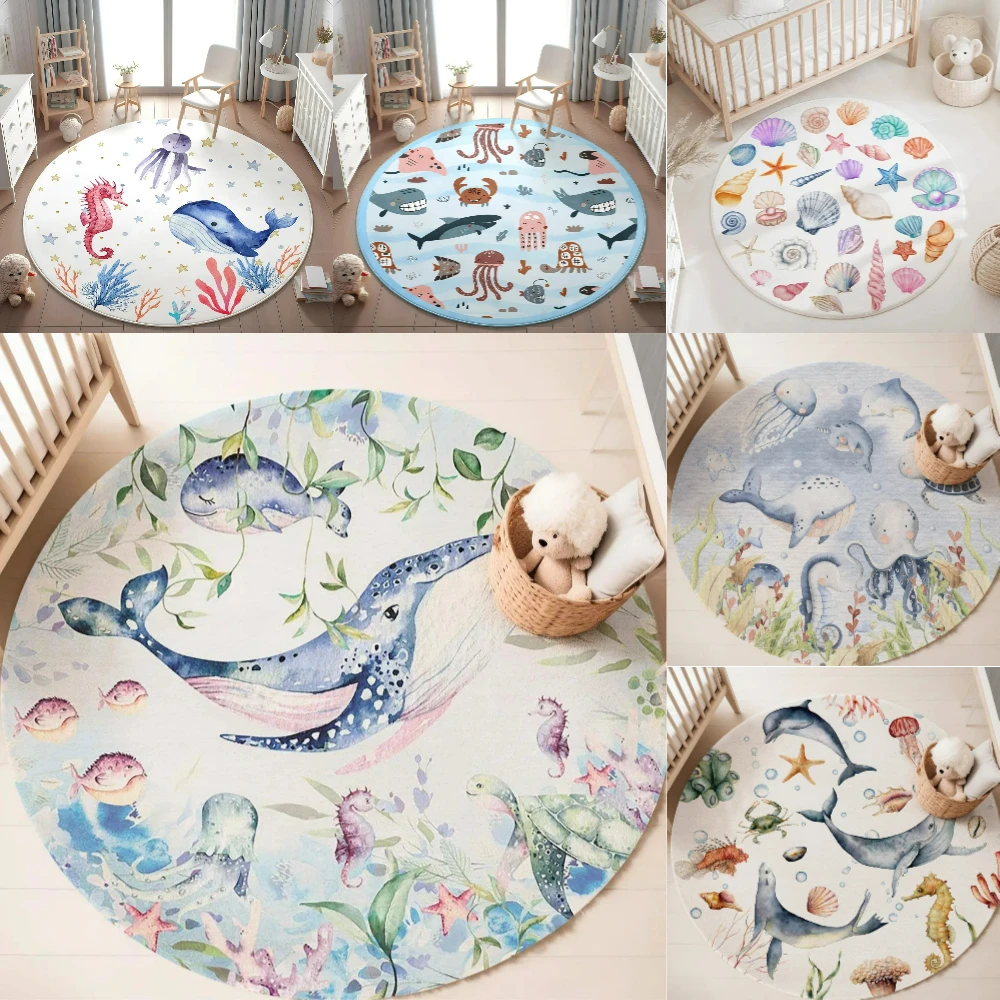 Blauw mariene dieren rond tapi - Soft Rug Nursery recensie en prijs